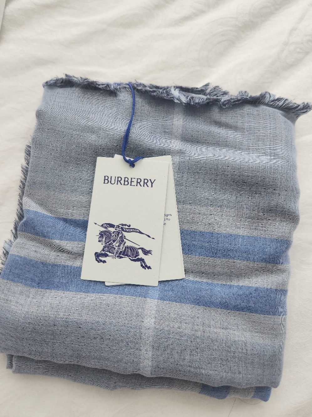 Burberry Light Blue Striped Scarf